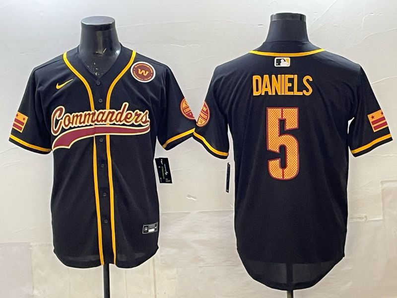 Men 2025 Nike Washington Commanders #5 Daniels Black 3th generation Joint Name Limited NFL Jersey 006->washington commanders->NFL Jersey